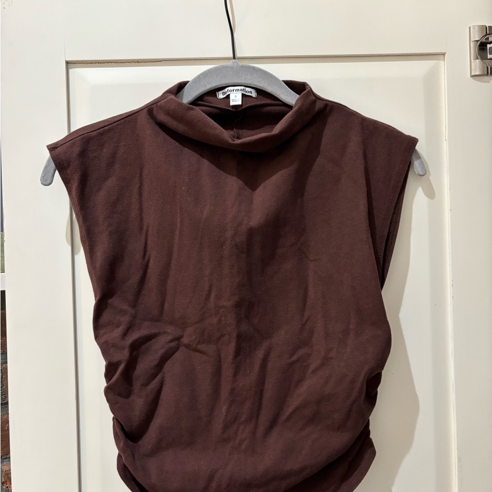 Reformation Chocolate Brown Turtleneck Top